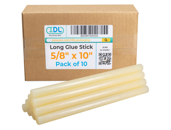 5/8" x 10" Cardboard Glue Sticks for Professional Glue Guns, Amber